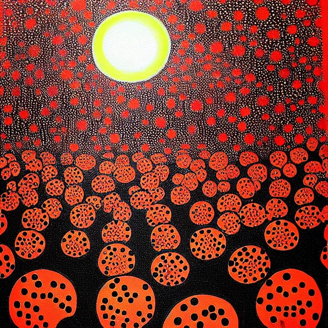 Image similar to a beautiful painting nuclear bomb exploded in japan, by kusama miyama realistic oil painting