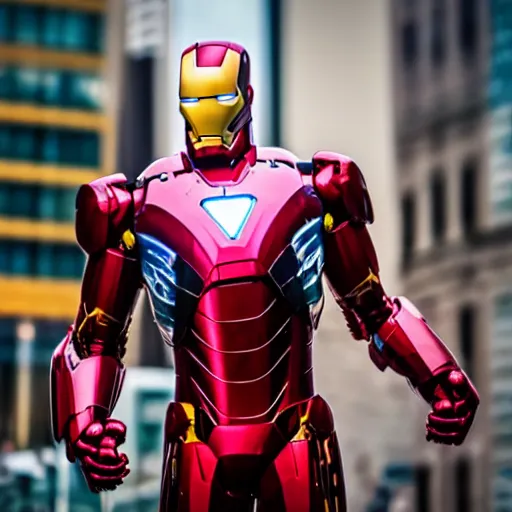 Image similar to ironman spotted in the city, tmz, sony a 7 r iv, symmetric balance, polarizing filter, photolab, lightroom, 4 k, dolby vision, photography award