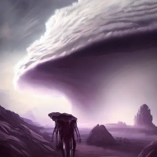 Image similar to storm on alien planet, 4 k, artstation, pinterest.