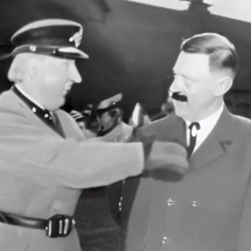 Image similar to donald trump shaking hands with Adolf Hitler, photography, 8k,