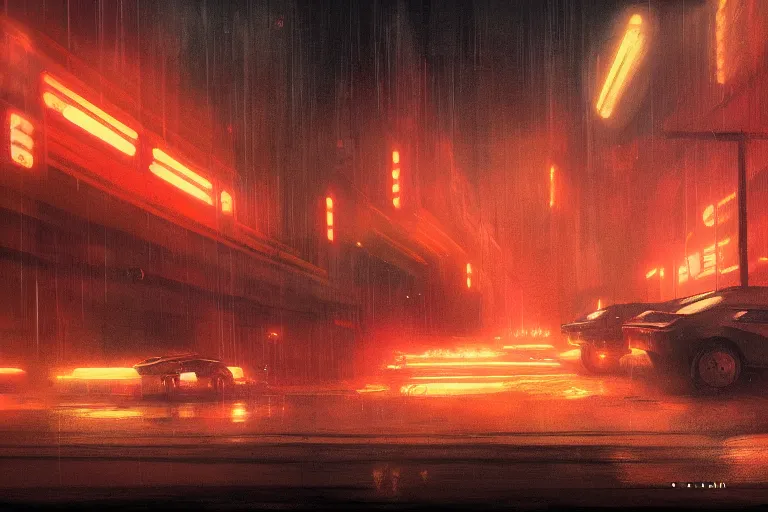 Image similar to concept art, mood painting, environment painting, bladerunner 2 0 4 9 style of ryan church, jon mccoy, george hull, painting