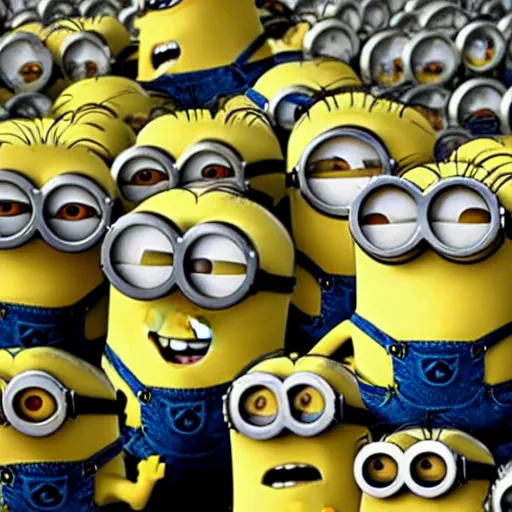 Prompt: The minions fighting in the vietnam war