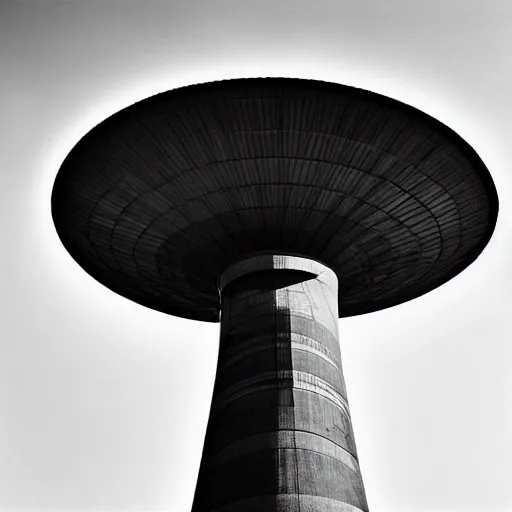Prompt: Bernd and Hilla Becher water tower black and white fine art photograph