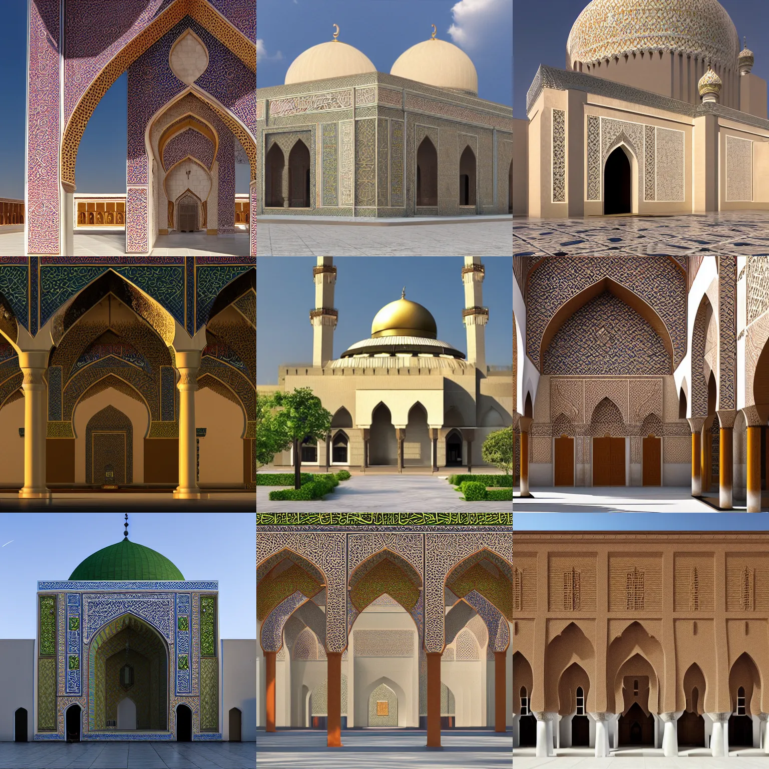 Prompt: exterior view of a mosque, global illumination