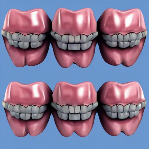 Image similar to poorly rendered 3 d set of teeth