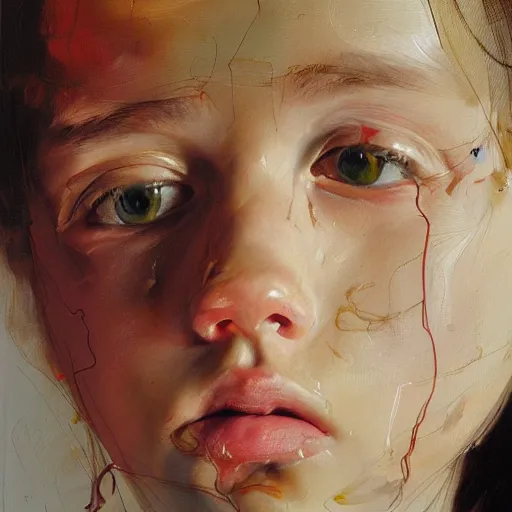 Prompt: high quality high detail painting by jenny saville, hd, pretty girl daydreaming, wind, photorealistic lighting