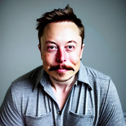 Image similar to elon musk's childhood with long mustache and epic beard, 5 0 mm, studio lighting