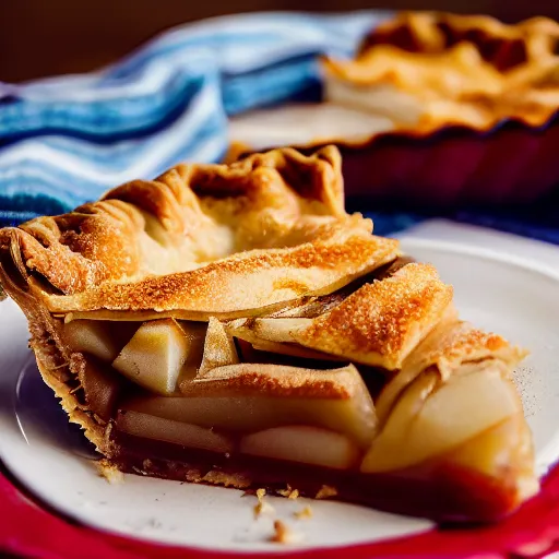 Prompt: bottle of italian sambuva liqeur baked into a slice of apple pie, photorealistic