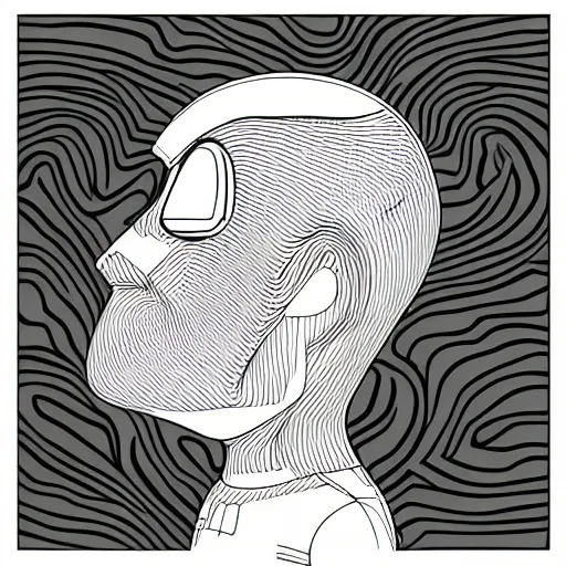 Image similar to paranoid android, line vector Art