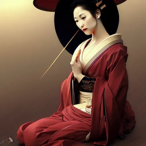 Geisha giapponese in kimono bianco Unreal Engine 5 · Creative Fabrica