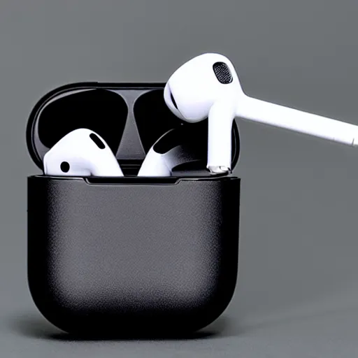 Image similar to black airpods pro case with marshmallow logo on it, studio, product photo