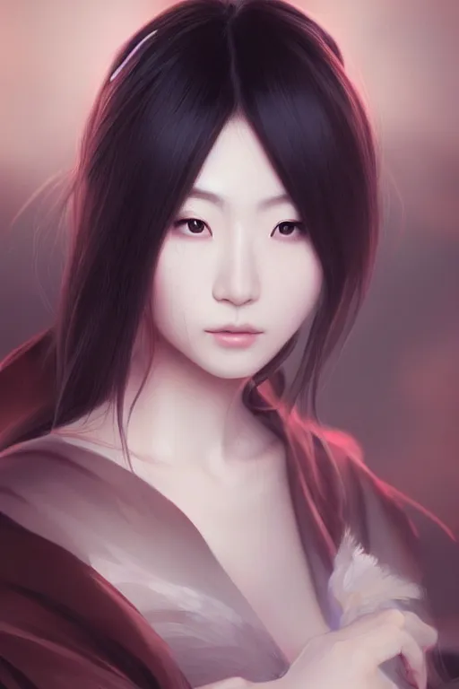 Image similar to a very beautiful japanese woman, erika ikuta, fantasy, portrait, sharp focus, intricate, elegant, digital painting, artstation, matte, highly detailed, concept art, illustration, ambient lighting, artgerm