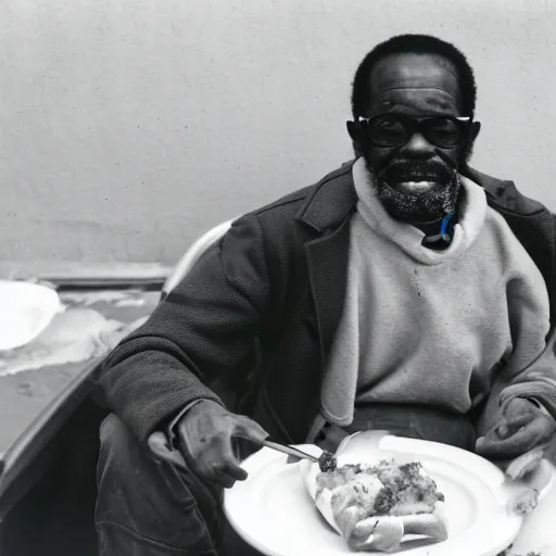 Image similar to 35mm photo of ignatius riley from a confederacy of dunces eating a hotdog