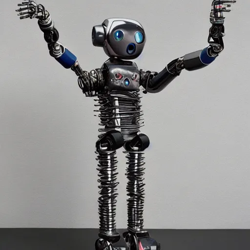 Image similar to humanoid robot made of old broken parts and wires, hyper realistic, high quality, high resolution