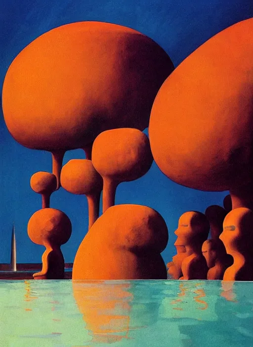 Image similar to spherical lava people at underwater restaurant Edward Hopper and James Gilleard, Zdzislaw Beksinski highly detailed