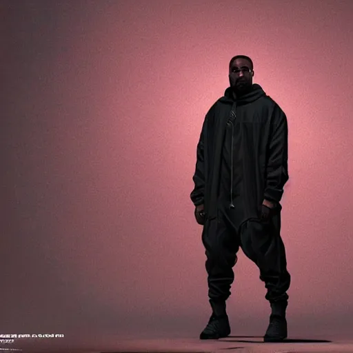 Prompt: photo realistic image of kanye west, wearing yeezy futuristic outfit stunning 3 d render inspired art by istvan sandorfi and greg rutkowski, perfect facial symmetry, complete body, realistic interpretation!!!, highly detailed attributes and atmosphere, dim volumetric cinematic lighting,