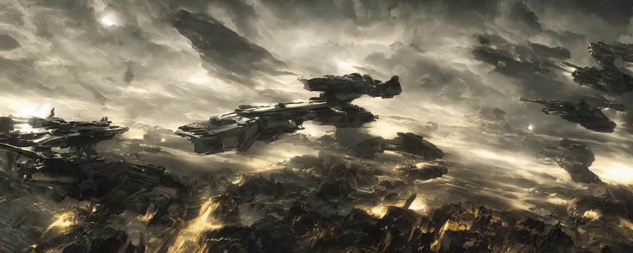 Image similar to dark space opera, epic beautiful space scifi, eve online, highly detailed, chiaroscuro, volumetric lighting, octane render, majestic, mysterious, double - exposure, light, tones of black in background, sublime, soft lighting, ray tracing global illumination, translucid luminescence, lumen reflections