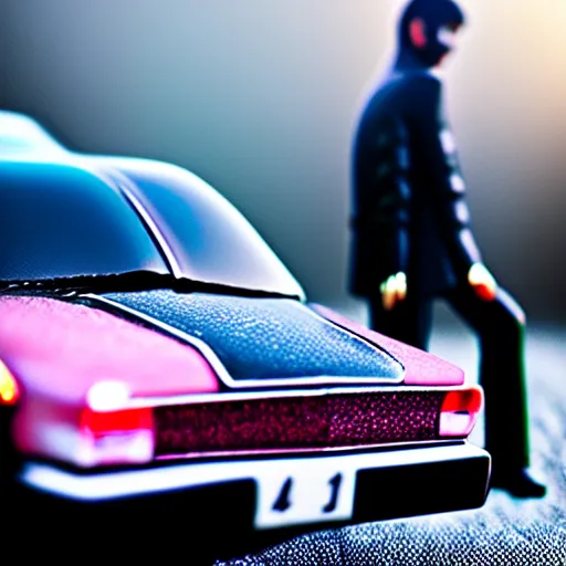 Image similar to a car bosozoku at illegal car meet, Chiba prefecture, city mist softlight, photorealistic, highly detailed, 85MM
