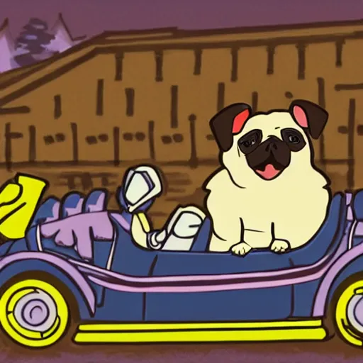 Prompt: important president pug dog in a convertible parade, expensive suits, Nintendo game art, Hayao Miyazaki, intricate detail, illustration, beautiful lighting,