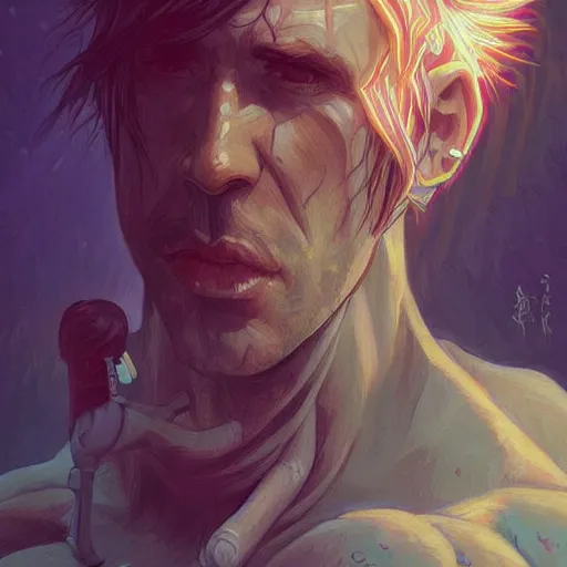 Prompt: an Adventure Time Portrait of Trent Reznor, intricate, wild, highly detailed, digital painting, artstation, concept art, smooth, sharp focus, illustration, art by artgerm and greg rutkowski and alphonse mucha and Hajime Sorayama