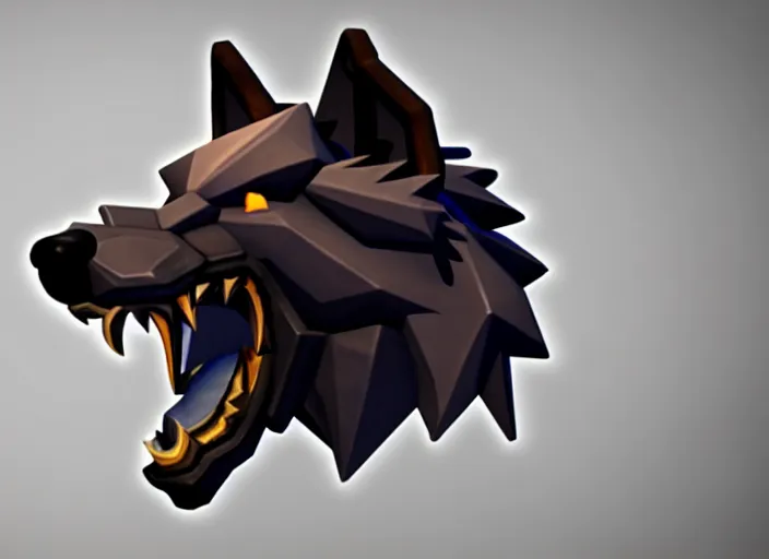 Image similar to wolf head, stylized stl, 3 d render, activision blizzard style, hearthstone style, dauntless style