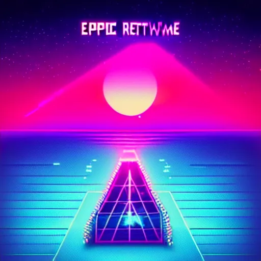 Image similar to epic retrowave art, trending on art station