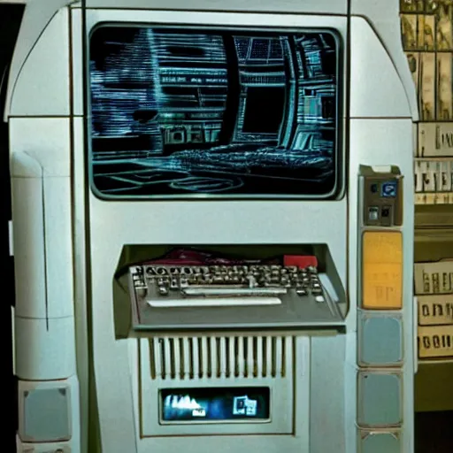 Prompt: star trek transporter from alien ( 1 9 7 9 ) with dripping pipes and old computer monitor