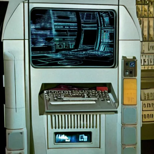 Image similar to star trek transporter from alien ( 1 9 7 9 ) with dripping pipes and old computer monitor