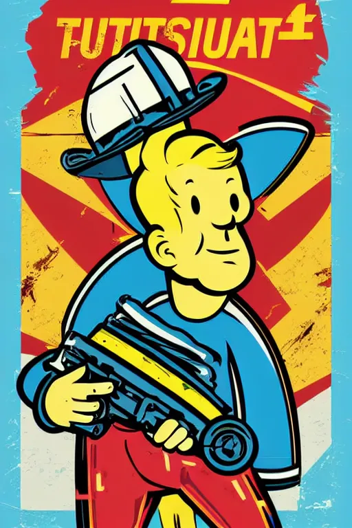 Image similar to fallout 7 6 retro futurist illustration art by butcher billy, sticker, colorful, illustration, highly detailed, simple, smooth and clean vector curves, no jagged lines, vector art, smooth andy warhol style