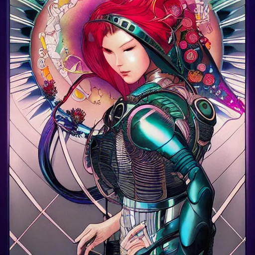 Image similar to the borg queen perfect coloring, low saturation, epic composition, masterpiece, bold complimentary colors. stunning masterfully illustrated by artgerm, range murata, alphonse mucha, katsuhiro otomo