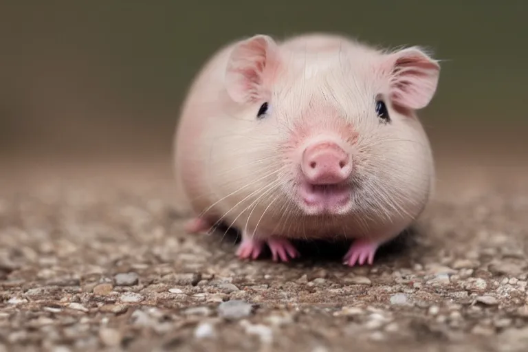 Prompt: a pig hamster!!! hybrid! hyper realistic!! realistic lighting!! wildlife photographer of the year!!! bold natural colors, national geographic, hd, wide angle, 8 k