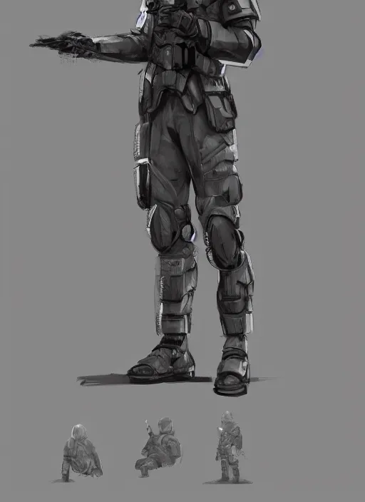 Image similar to concept art proportion study of a futuristic soldier in an officers uniform, 4 k, hd, cyberpunk dark fantasy art, official fanart behance hd artstation