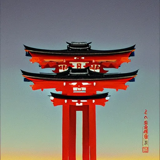 Image similar to Japanese Torii,night , by Grzegorz Rutkowski