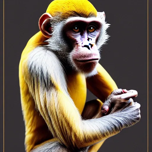 Image similar to a monkey eating a banana ; typography; intricate details; soft lighting; high definition; sharp focus; digital art; attractive features; drawn by Hirohiko Araki; trending on artstation; bust up portrait, made by Stanley Artgerm Lau, WLOP, Rossdraws, James Jean, Andrei Riabovitchev, Marc Simonetti, Yoshitaka Amano, ArtStation