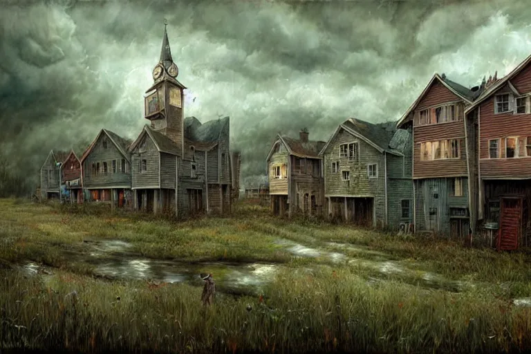 Image similar to hdr cityscape matte painting by andrea kowch, detailed realistic