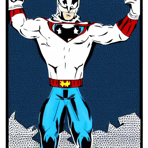 Prompt: captain canada, comic book hero, marvel comics, flat shading, booru, hyper detailed