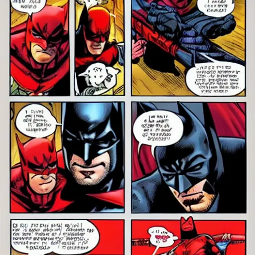 Image similar to daredevil and batman playing videogame
