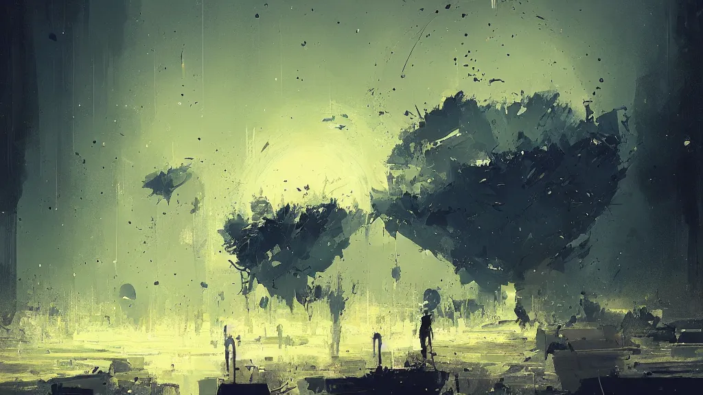 Prompt: The moon crashes into the earth, fault, a shock wave, pieces of land, frightening appearance, catastrophic, Breathtaking , the sun's rays through the dust, noise, Hans zimmer Soundtrack, Expectation, fear, art by ismail inceoglu,