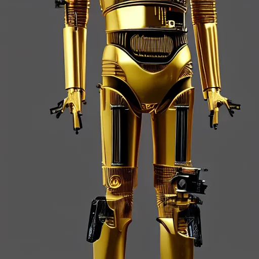 Image similar to photo of c 3 po as a cyberpunk, ultra realistic details, 8 k