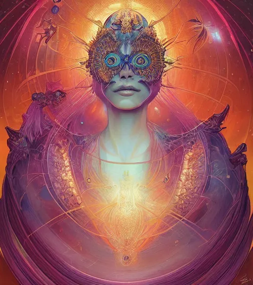 Prompt: portrait of the powerful queen of the solar system in the style of anna dittmann and in the style of wayne barlowe. glowing, ornate and organic, stunning, dynamic lighting, intricate and detailed.