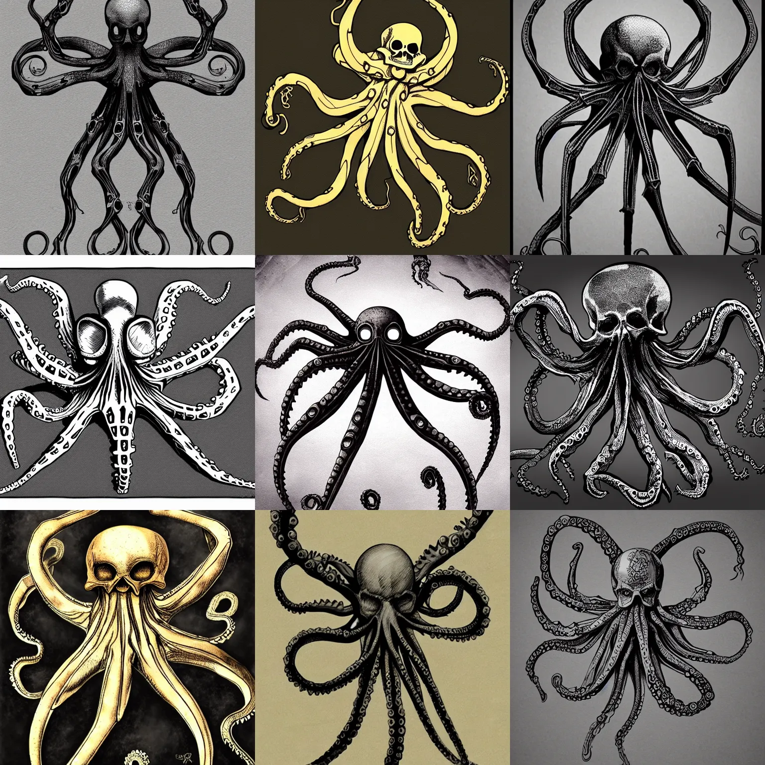 Prompt: a skeletal octopus, fantasy art