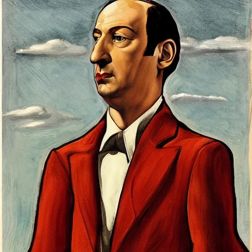 Image similar to Art of a portrait of Saul Goodman, by Giorgio de Chirico