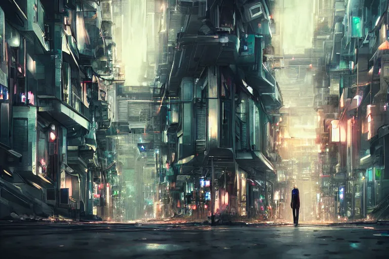 Image similar to dystopian singapore empty street, by wlop, poster, anime key visual,