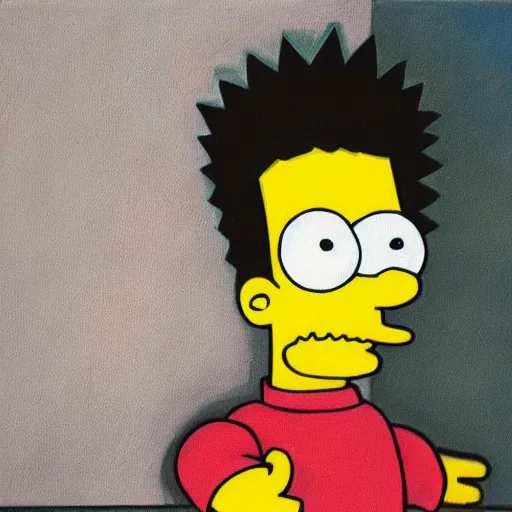 Image similar to Bart Simpson trapped in a Pablo Amaringo painting