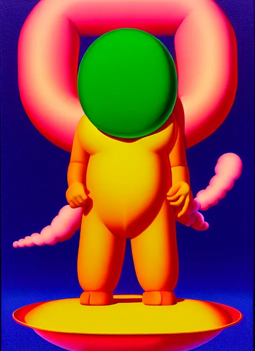 Image similar to inflated devil by shusei nagaoka, kaws, david rudnick, airbrush on canvas, pastell colours, cell shaded, 8 k
