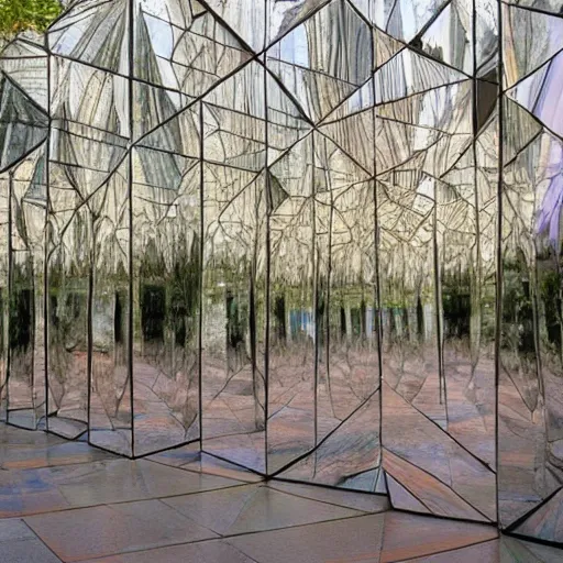 Image similar to hall of mirrors, outdoor art installation, colour hd photography