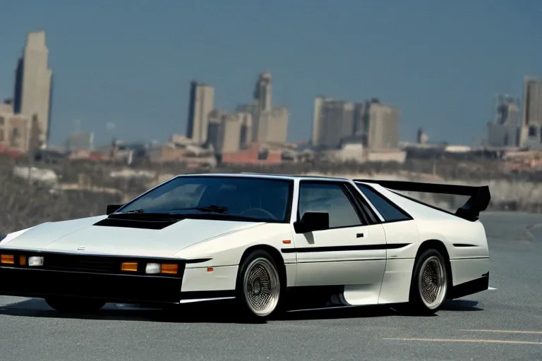 Image similar to 1985 Vector W8 Twin Turbo, city, movie still, speed, cinematic Eastman 5384 film