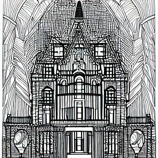 Image similar to an architectural dream, line vector art