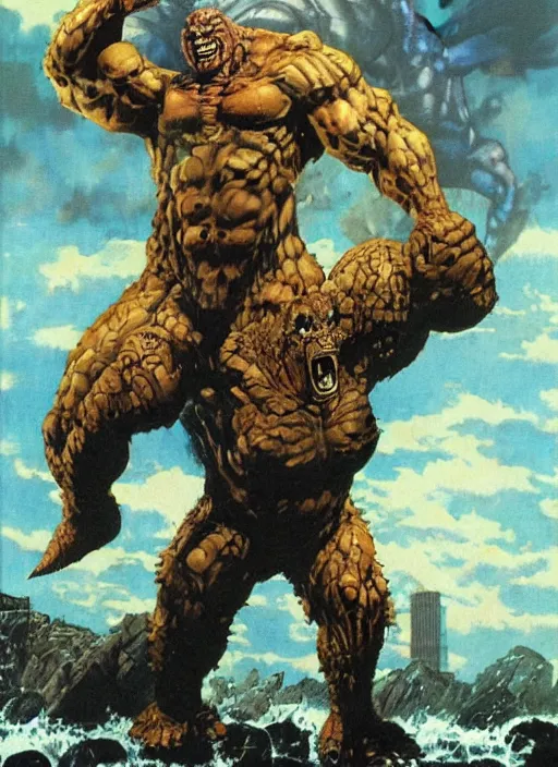 Prompt: full body and head single character portrait of martyn ford and godzilla hybrid as marvel mutant, dynamic action, painted by norman rockwell and phil hale and greg staples and tom lovell and frank schoonover and jack kirby