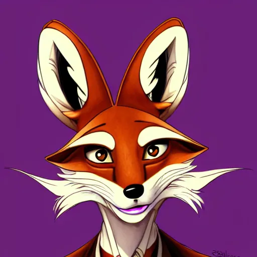 Prompt: don bluth, artgerm, steampunk, clockpunk anthropomorphic fox girl, purple vest, smiling, symmetrical eyes symmetrical face, colorful animation forest background